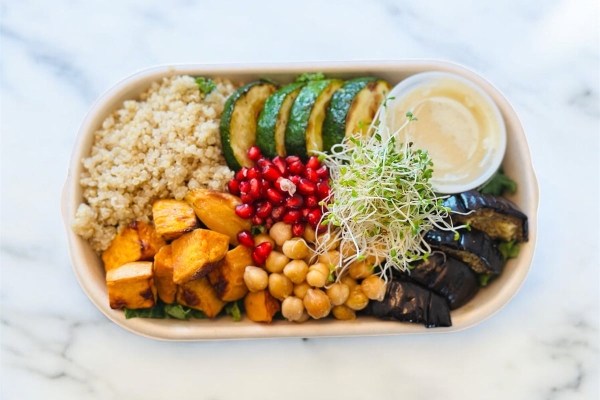 Moroccan chickpea power bowl, one of the SPARK lunches by Chef J